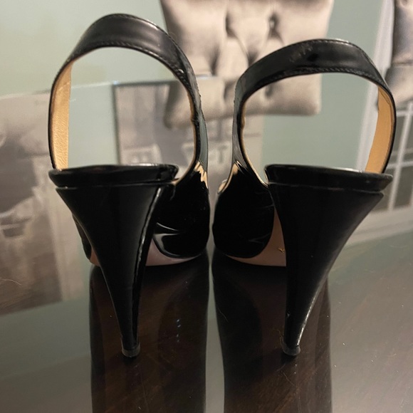 Authentic Prada Black Patent Leather Peep Toe Slingback Heels w/ Dust Bag - Picture 6 of 7